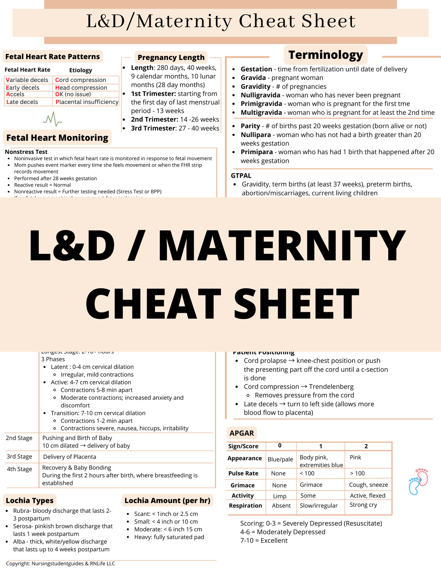 L&D and Maternity Nursing Cheat Sheet