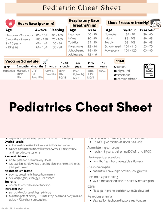 Pediatric Cheat Sheet